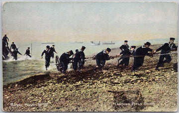 Royal Navy #22 Landing Field Guns British Soldiers Military WW1 Postcard 