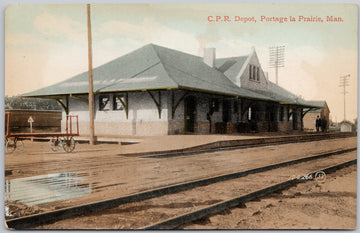 CPR Depot Portage la Prairie Manitoba MB Railway Train Station Postcard 