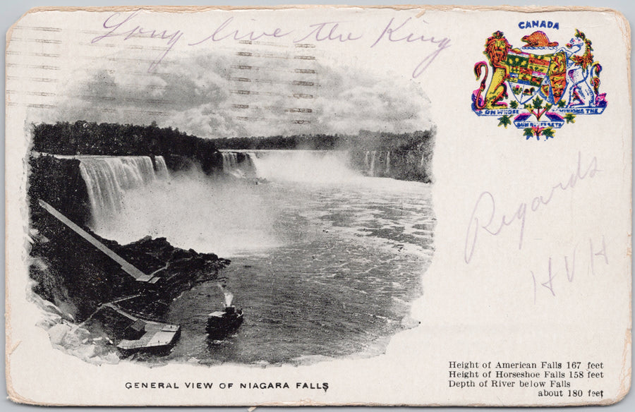 Niagara Falls Ontario Canada Patriotic Canadian View Card Postcard 