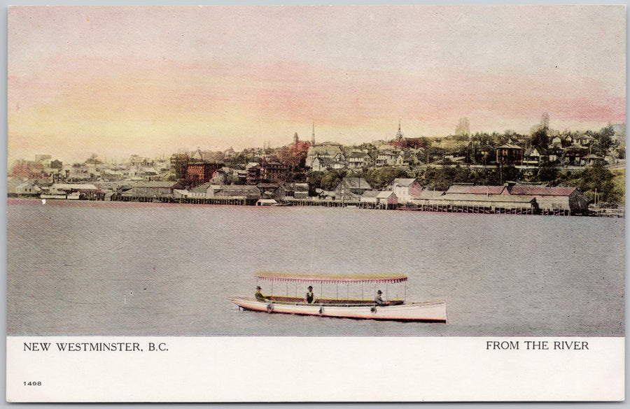 New Westminster BC Boat on Fraser River  Postcard