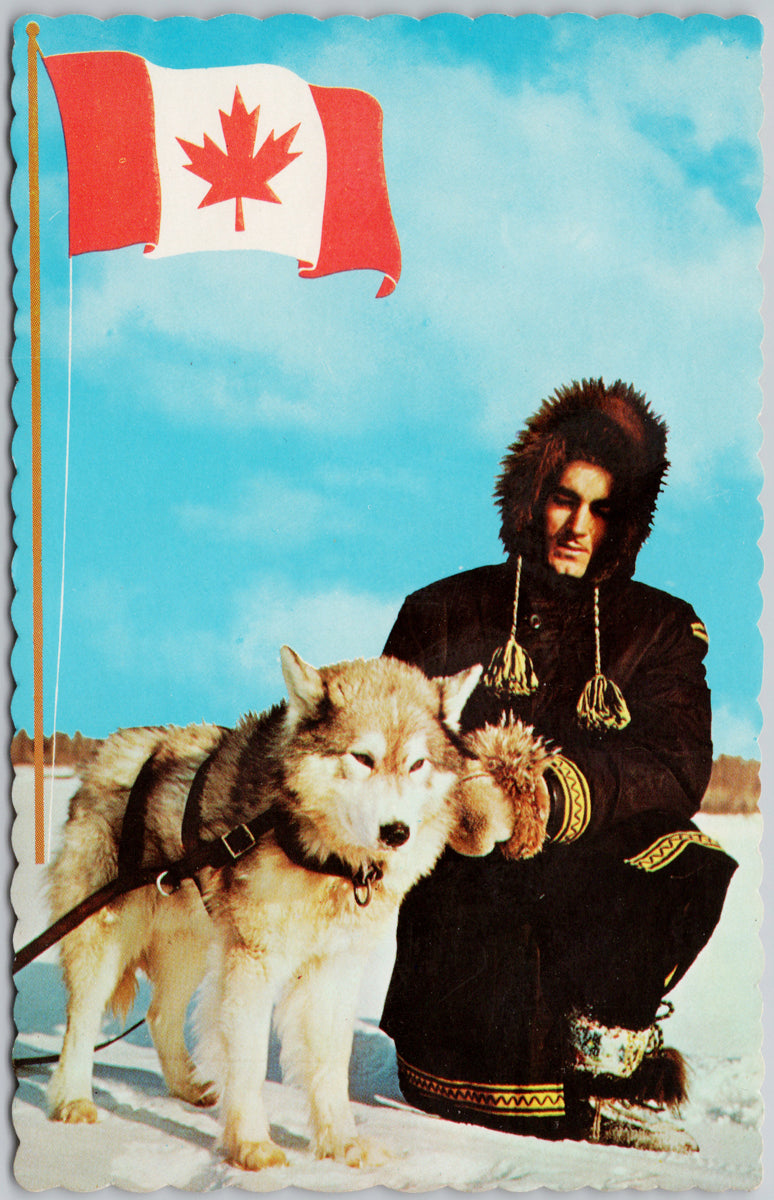 RCMP Constable and Dog K9 Royal Canadian Mounted Police Flag Postcard SP18