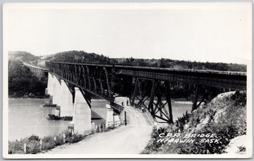 CPR Bridge Nipawin Saskatchewan SK Sask RPPC Agfa RPPC Postcard