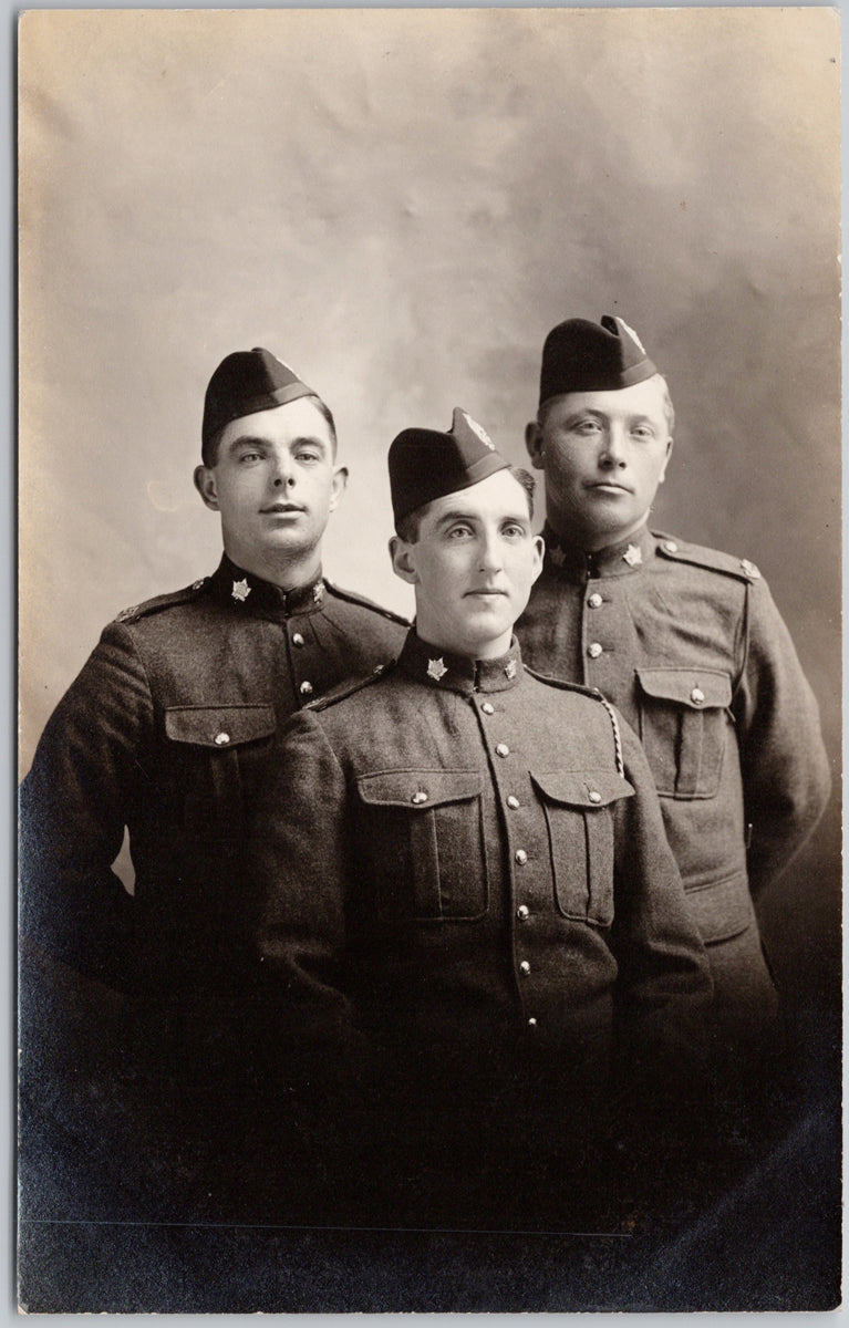 Portrait of Three Canadian Soldiers  Postcard 