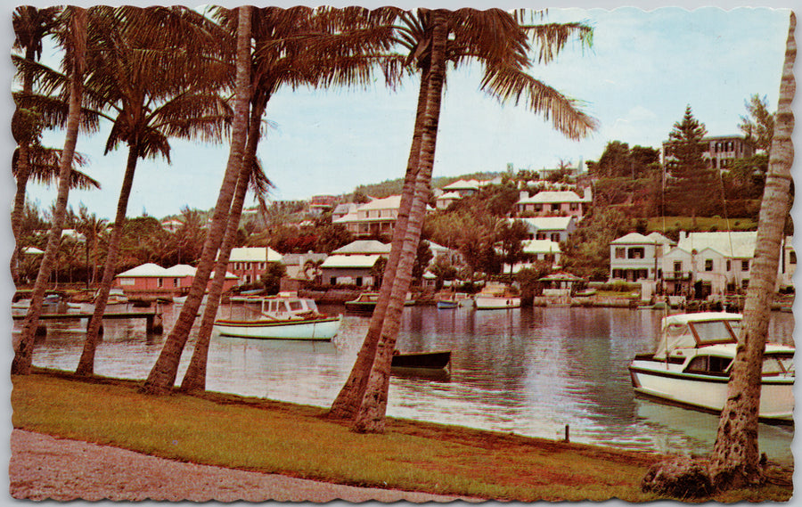 Flatts Inlet and Village Bermuda Boats Postcard 