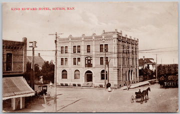 King Edward Hotel Souris Manitoba  Postcard 