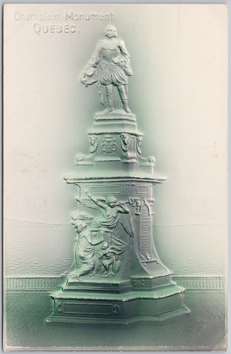 Champlain Monument Quebec Embossed Postcard 