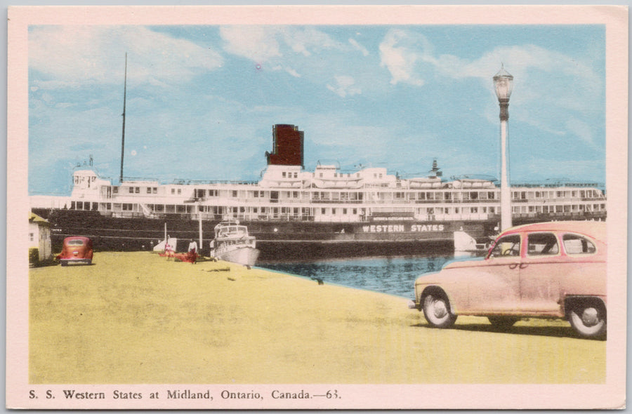 SS 'Western States' Ship at Midland Ontario Postcard