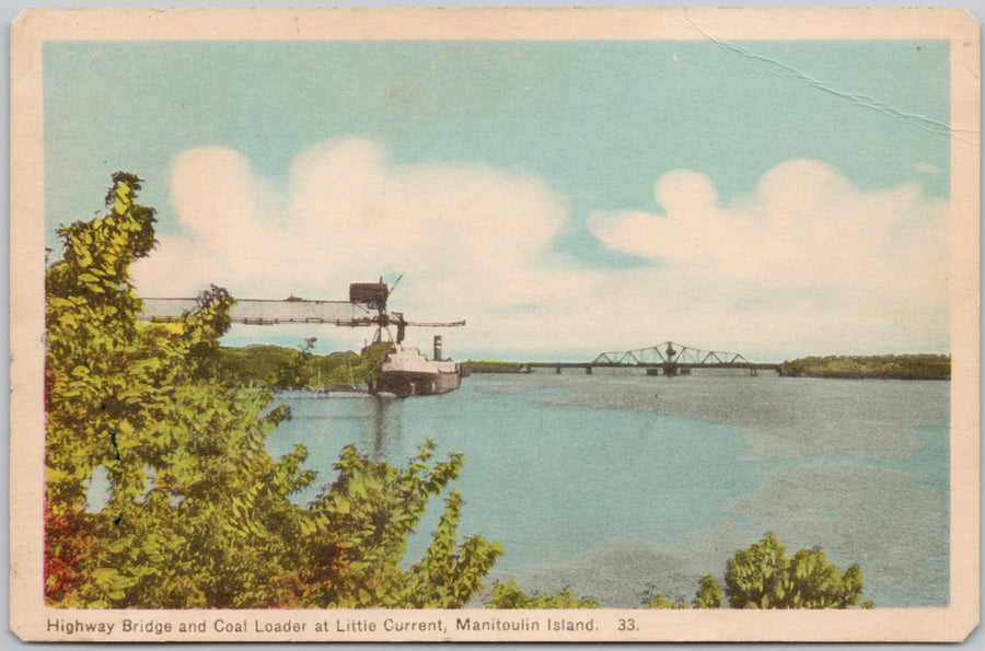 Bridge and Coal Loader Little Current Manitoulin Island ON
 Postcard 