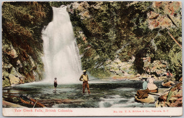 Yale Creek Falls BC Fishing Fisherman  Postcard 