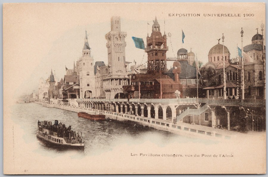 Paris France 1900 Exposition Universelle Le Pavillons Etrangers Pont de l'Alma Postcard