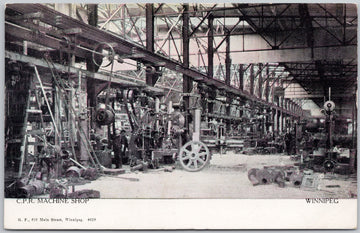 CPR Machine Shop Winnipeg Manitoba Interior Railway Workers Postcard 