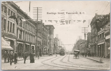 Hastings Street Vancouver BC Postcard 