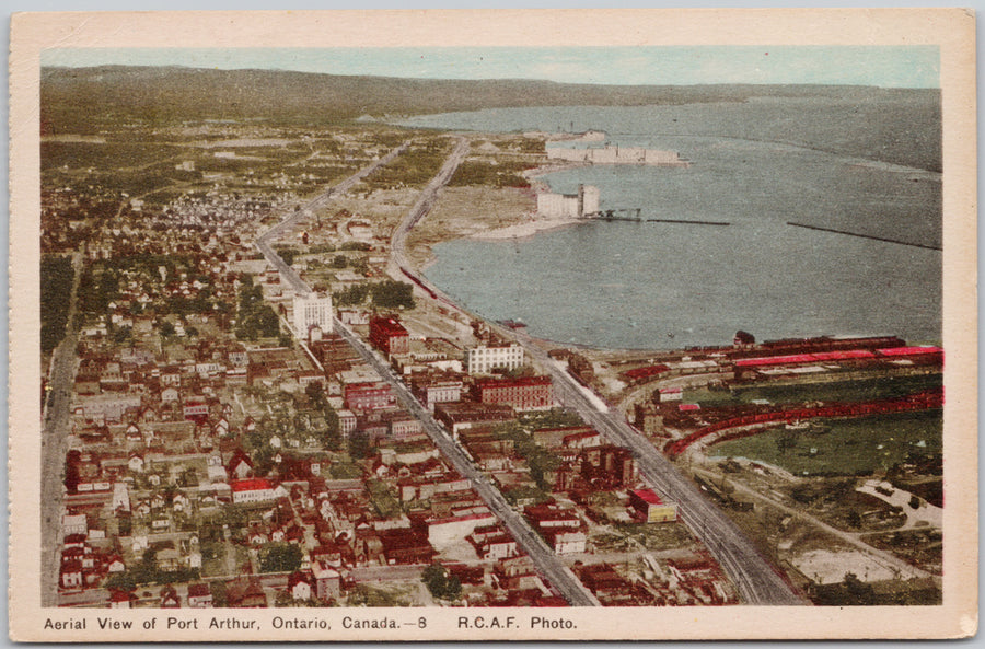 Port Arthur Ontario Aerial View ON 1950s PECO Postcard 