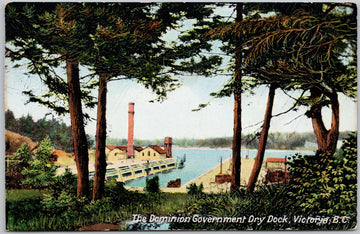 Victoria BC Dominion Government Dry Dock Postcard 