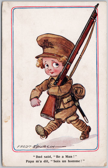 Fred Spurgin Artist Signed Child Soldier Marching Postcard 