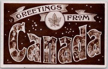 Greetings from Canada Large Letter Maple Leaf Rapid Photo RPPC Postcard