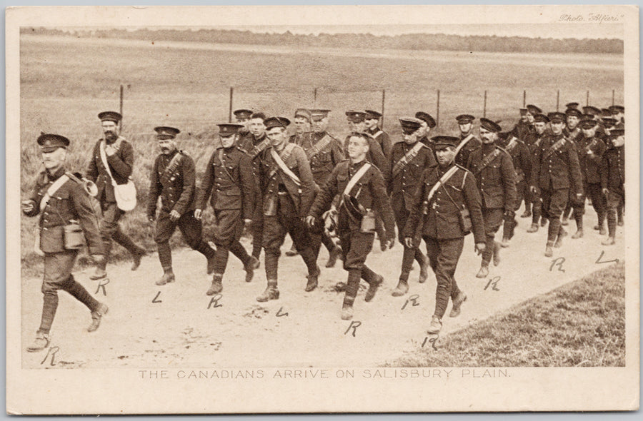 The Canadians Arrive on Salisbury Plain England Canadian Soldiers Tuck Postcard