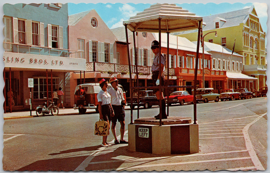 Heyl's Corner Hamilton Bermuda Front Street Gosling Bros Store Postcard