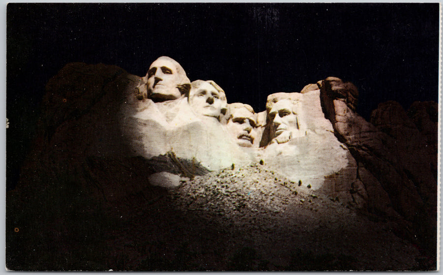 Mount Rushmore South Dakota Black Hills SD USA Presidents Night View Postcard 