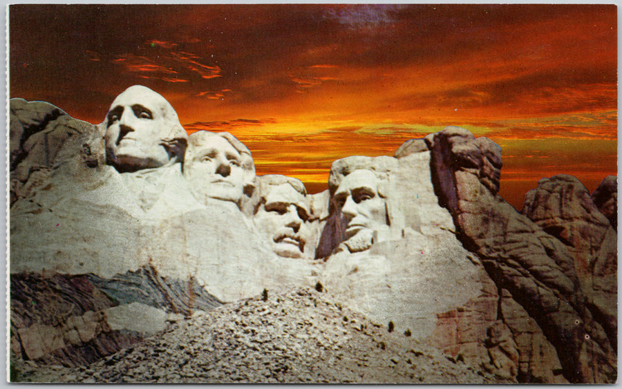 Mount Rushmore South Dakota Black Hills SD Sunset Postcard 