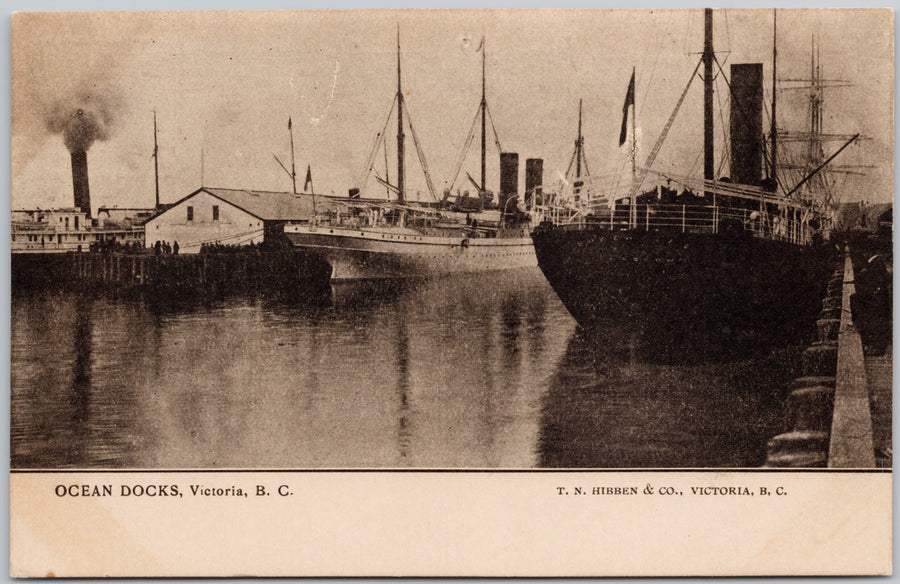 Ocean Docks Victoria BC Ships Postcard 