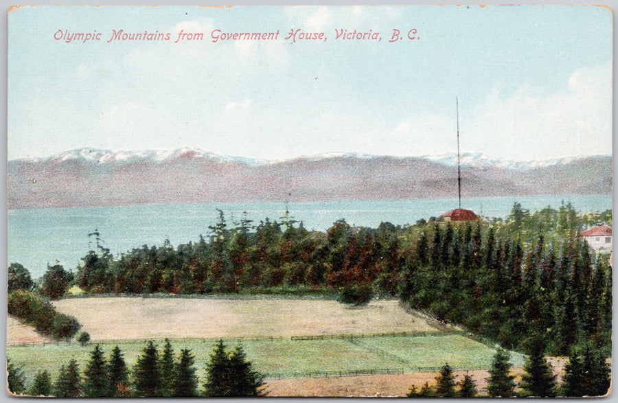 Olympic Mountains from Government House Victoria BC Postcard 