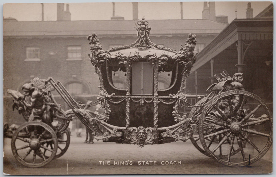 King's State Coach England Mrs Albert Broom RPPC Postcard