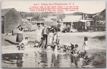 Washing Day Whakarewarewa New Zealand Postcard 