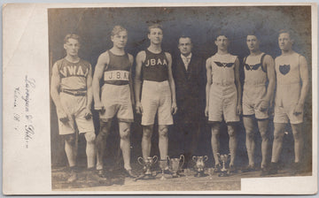 Scarce Victoria BC Track Athletes Olympian Hal Beasley JBAA VWAA Larrigan and Gibson RPPC Postcard 