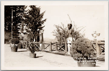 Malahat Chalet Totem Poles Vancouver Island BC Postcard 