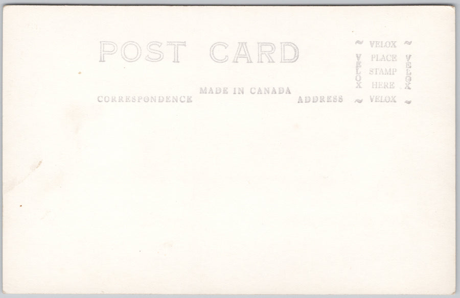 Courtenay BC Vancouver Island British Columbia Velox Stamp Box Silvertone RPPC Postcard SP19