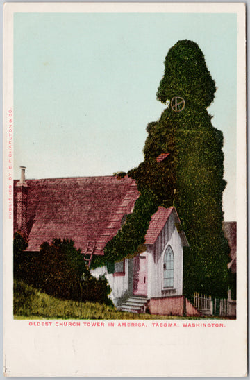 Tacoma WA Oldest Church Tower in America 1906 Postcard 