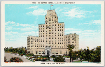 El Cortez Hotel San Diego California CA USA Frank Cummings Jr manager Postcard 