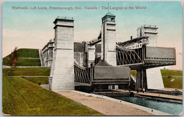 Peterborough Ontario Hydraulic Lift Lock ON Largest in World 1914 Postcard 