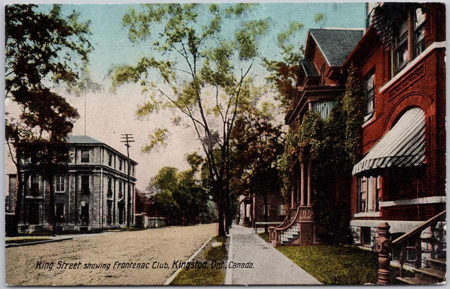 Kingston Ontario King Street showing Frontenac Club Postcard 