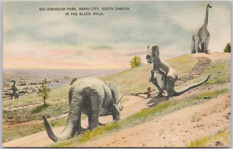 Dinosaur Park Rapid City South Dakota  Postcard