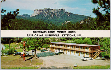 Keystone SD Miners Motel Mt Rushmore Greetings South Dakota Postcard