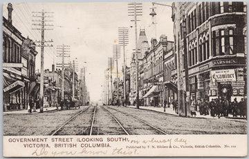 Victoria BC Government Street looking South 1906 Postcard 