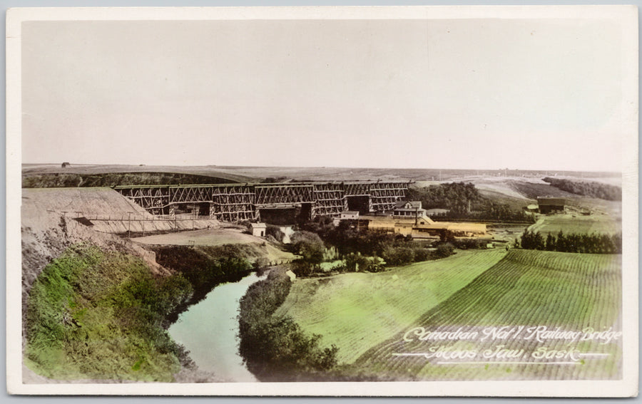 Moose Jaw SK Canadian National Railway Bridge Postcard 