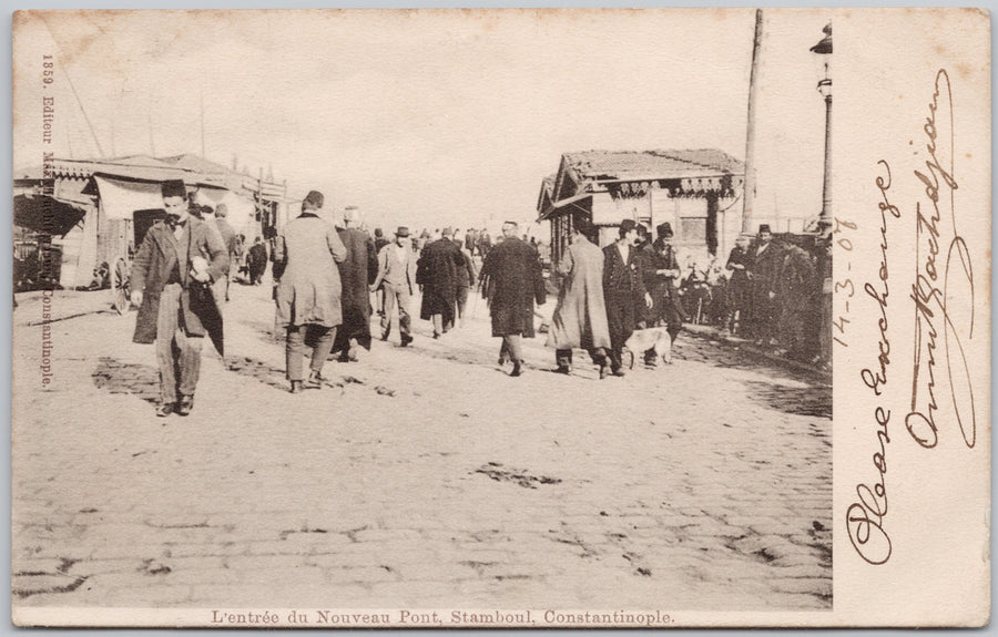 L'entree du Nouveau Pont Stamboul Constantinople Turkey Postcard 