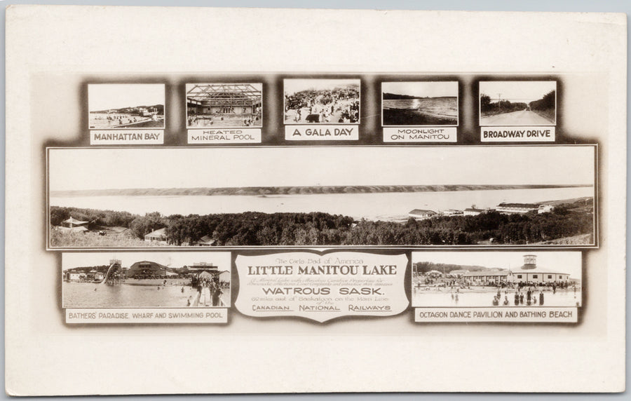 Little Manitou Lake Watrous SK RPPC Postcard 