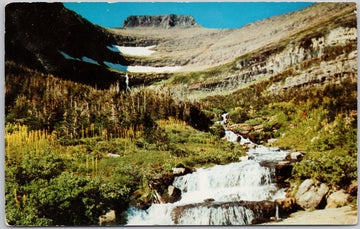 Waterfall Glacier National Park MT Postcard 