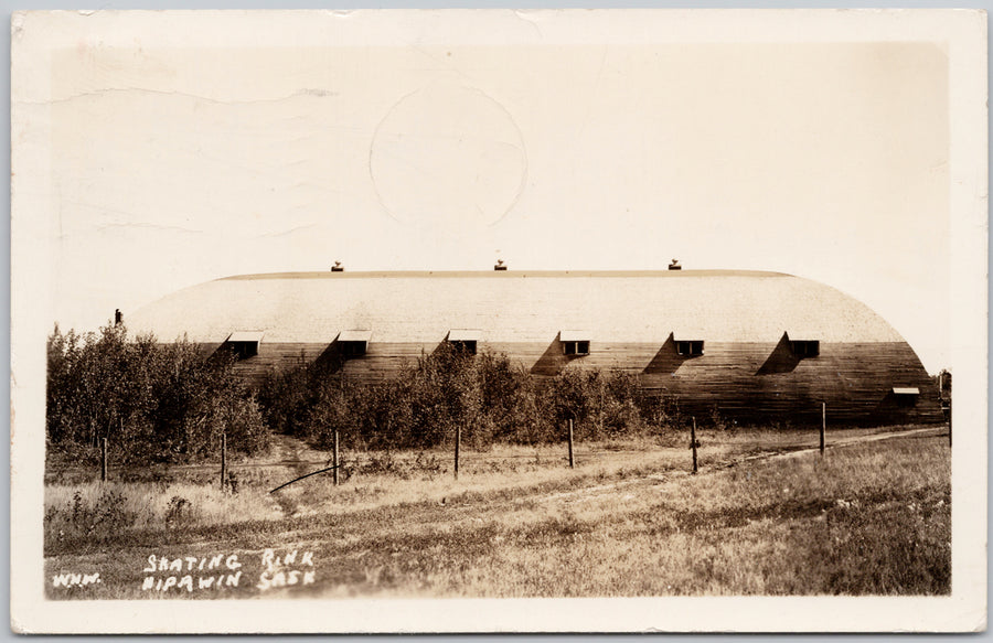 Nipawin SK Skating Rink Arena RPPC Postcard 