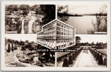 Hamilton Ontario Eaton's Store Webster Falls McMaster Garden RPPC Postcard 