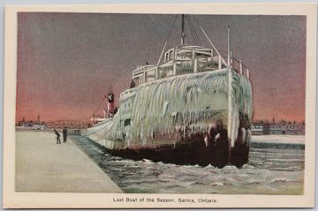 Sarnia Ontario Last Boat of Season ON Unused PECO Postcard 