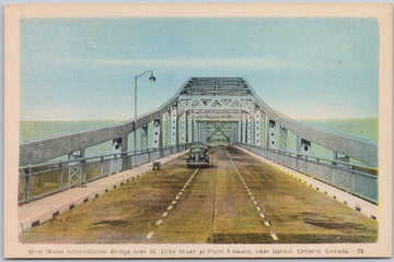 Point Edward Ontario Blue Water International Bridge Postcard 