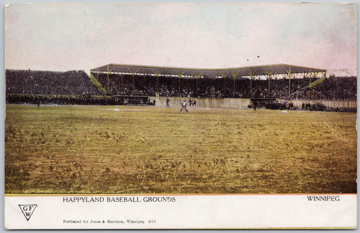 Happyland Baseball Grounds Winnipeg MB Postcard 