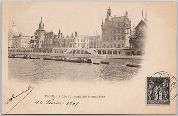 Paris France 1901 Pavillons des Puissances Etrangeres Foreign Power Pavilions Postcard