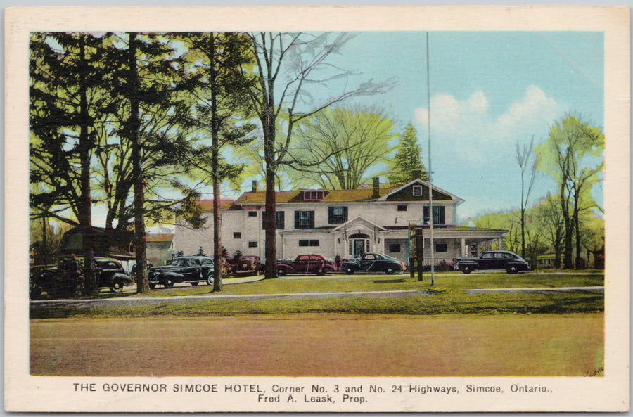 Simcoe Ontario The Governor Simcoe Hotel Postcard