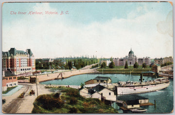 Victoria BC Inner Harbour Steamship British Columbia Hibben Postcard